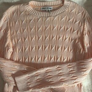 DKNY Women's Light Pink Cable Knit Sweater